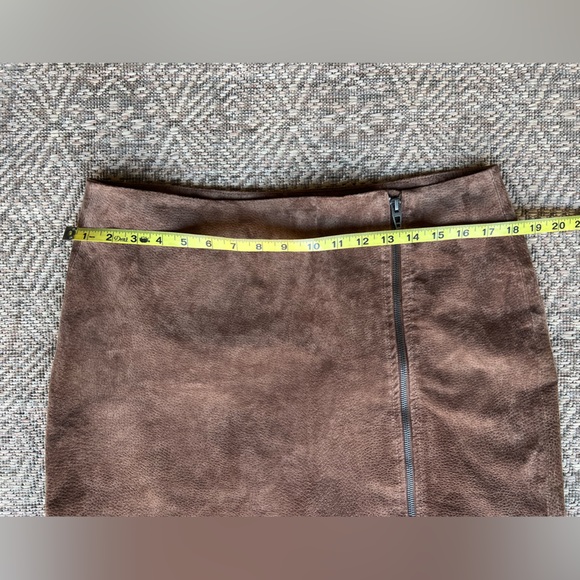 Blank NYC Brown Suede Leather Zip Front Moto Skirt Womens Size 31 Western Boho - Picture 2 of 6